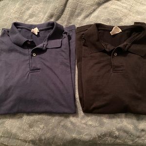 Bundle of two Hanes Stedman polo shirts, navy blue and black. 50%cotton, 50%poly